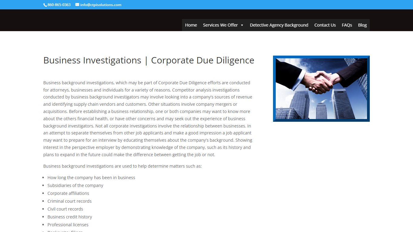 Business Background Investigations • Corporate Due Diligence